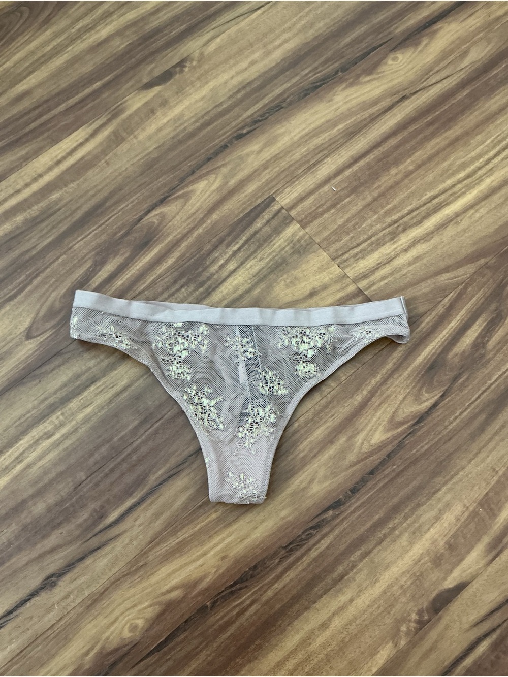 Victoria's Secret Beige Floral Lace Thong